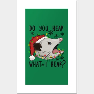 Do You Hear What I Hear, Funny Opossum Christmas Design Posters and Art